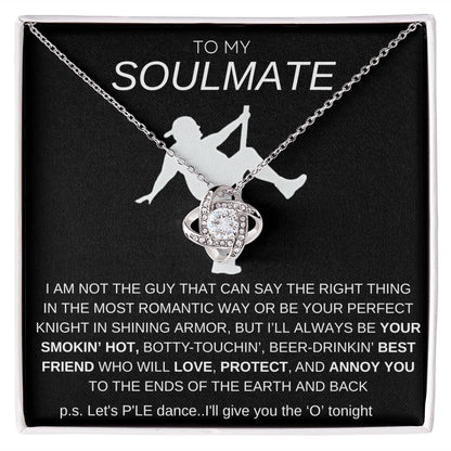To My Soulmate Love Knot Necklace - Baseball Cap Wearing Best Friend - Pole Dancing Soulmate Gift for Valentine's Day, Anniversary, Birthday - BC