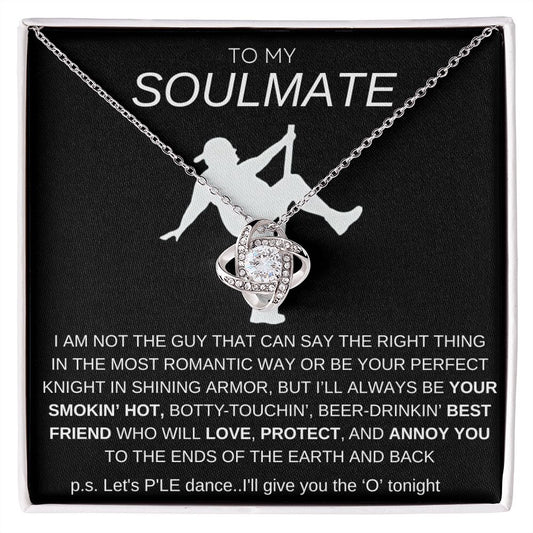 To My Soulmate Love Knot Necklace - Baseball Cap Wearing Best Friend - Pole Dancing Soulmate Gift for Valentine's Day, Anniversary, Birthday - BC