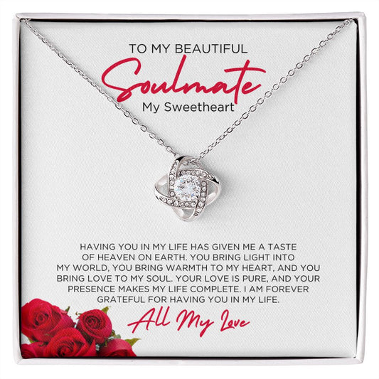 To My Soulmate Sweetheart Love Knot Necklace