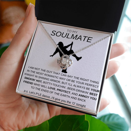 To My Soulmate Love Knot Necklace - Baseball Cap Wearing Best Friend - Pole Dancing Soulmate Gift for Valentine's Day, Anniversary, Birthday - WC