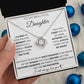To My Daughter - Proud Moments - Love Knot Necklace - White Card - Black Text