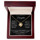 To My Daughter Love Knot Necklace - Black Card - White Text