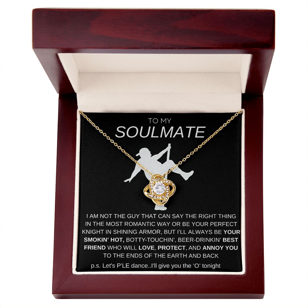 To My Soulmate Love Knot Necklace - Baseball Cap Wearing Best Friend - Pole Dancing Soulmate Gift for Valentine's Day, Anniversary, Birthday - BC