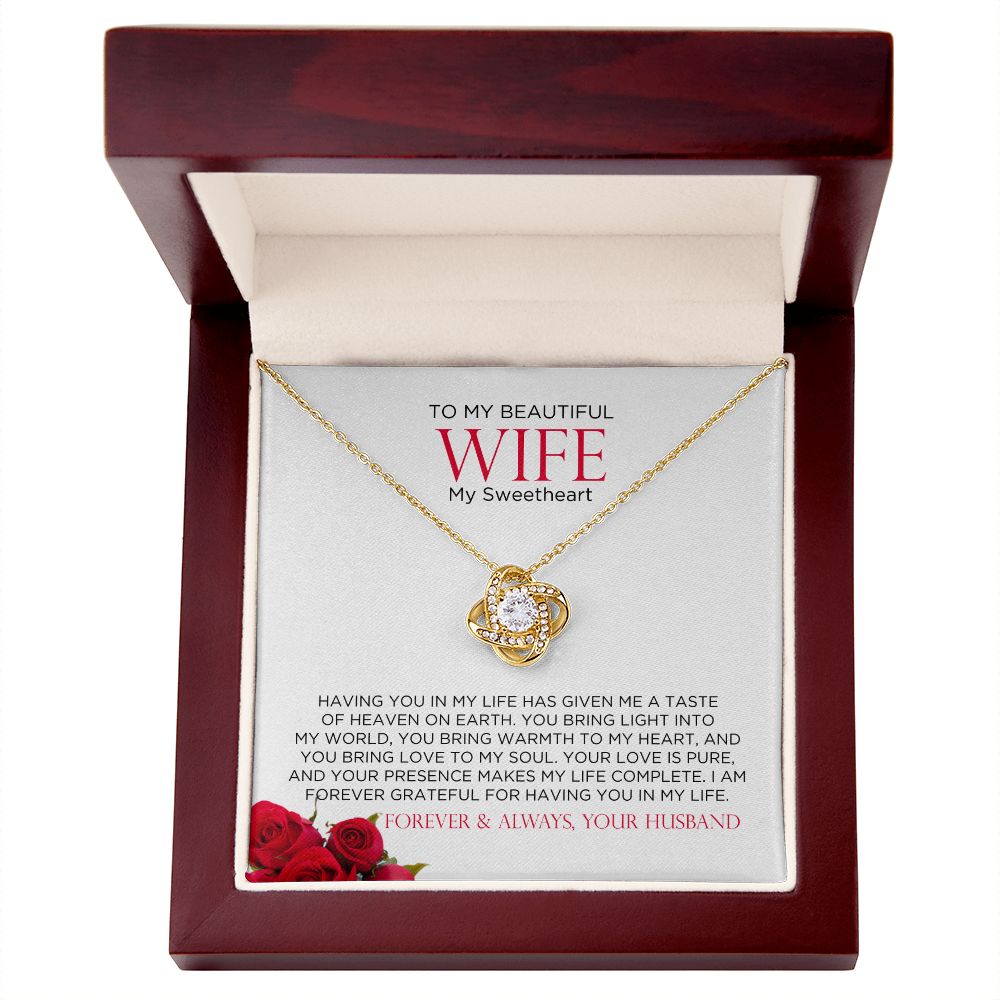 To My Wife Sweetheart Love Knot Necklace  | Gift for Wife, Anniversary Necklace, Birthday, Valentines Gift