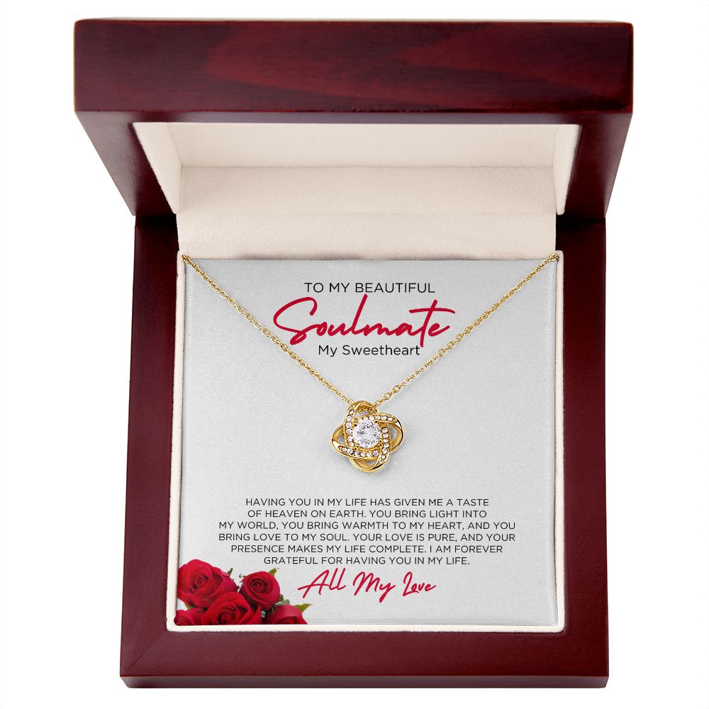 To My Soulmate Sweetheart Love Knot Necklace