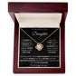 To My Daughter - Proud Moments - Love Knot Necklace - Black Card - White Text