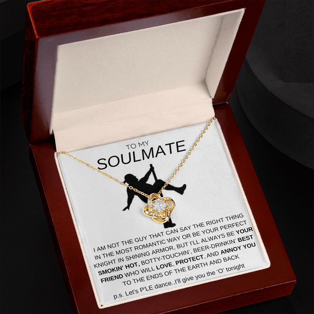 To My Soulmate Love Knot Necklace - Baseball Cap Wearing Best Friend - Pole Dancing Soulmate Gift for Valentine's Day, Anniversary, Birthday - WC
