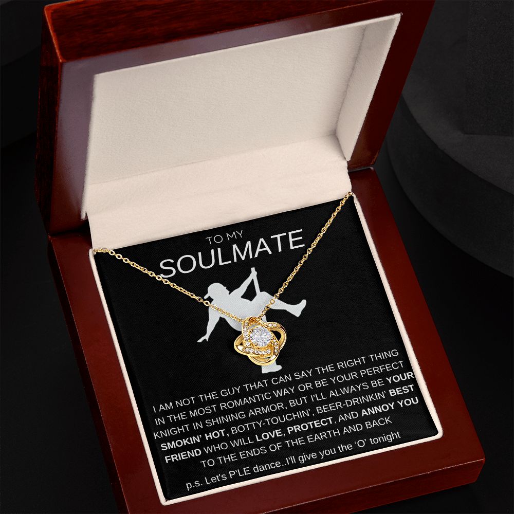 To My Soulmate Love Knot Necklace - Baseball Cap Wearing Best Friend - Pole Dancing Soulmate Gift for Valentine's Day, Anniversary, Birthday - BC