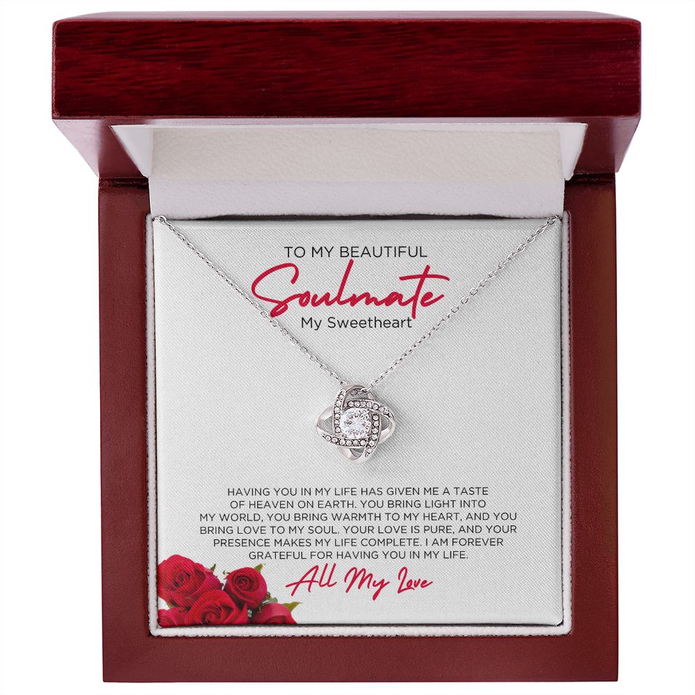 To My Soulmate Sweetheart Love Knot Necklace
