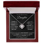 To My Daughter Love Knot Necklace - Black Card - White Text