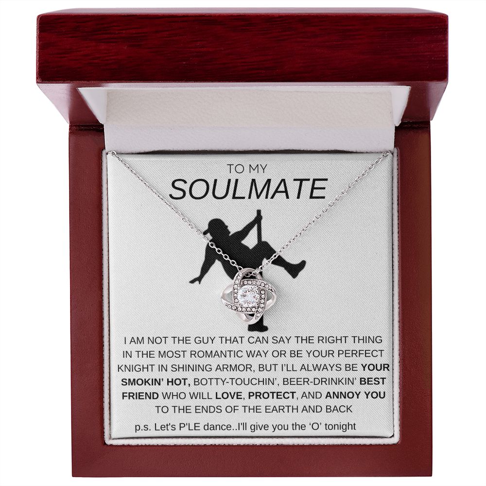 To My Soulmate Love Knot Necklace - Baseball Cap Wearing Best Friend - Pole Dancing Soulmate Gift for Valentine's Day, Anniversary, Birthday - WC