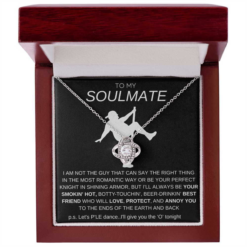 To My Soulmate Love Knot Necklace - Baseball Cap Wearing Best Friend - Pole Dancing Soulmate Gift for Valentine's Day, Anniversary, Birthday - BC