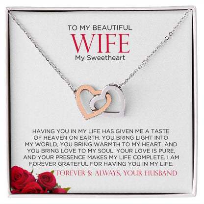To My Beautiful Wife Hearts Linked Necklace | Gift for Wife, Anniversary Necklace, Birthday, Valentines Gift