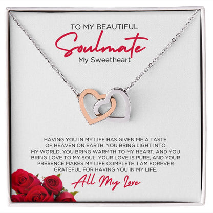 To My Soulmate Sweetheart Hearts Linked Necklace Sweetheart | Gift for Wife Girlfriend Fiancée, Anniversary Necklace, Birthday, Valentines Gift