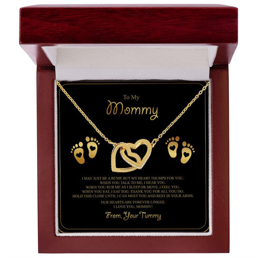 Baby Feet Jewelry Necklace to Mommy To Be Gifts - For 1st Time Mom - To My Mommy Necklace Baby Bump - Gifts For Pregnant Women Mom To Be (gold/black card)