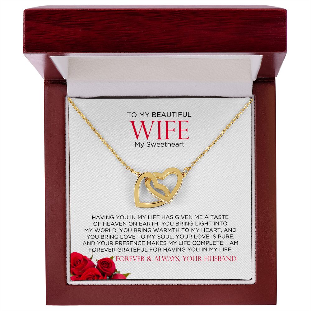 To My Beautiful Wife Hearts Linked Necklace | Gift for Wife, Anniversary Necklace, Birthday, Valentines Gift