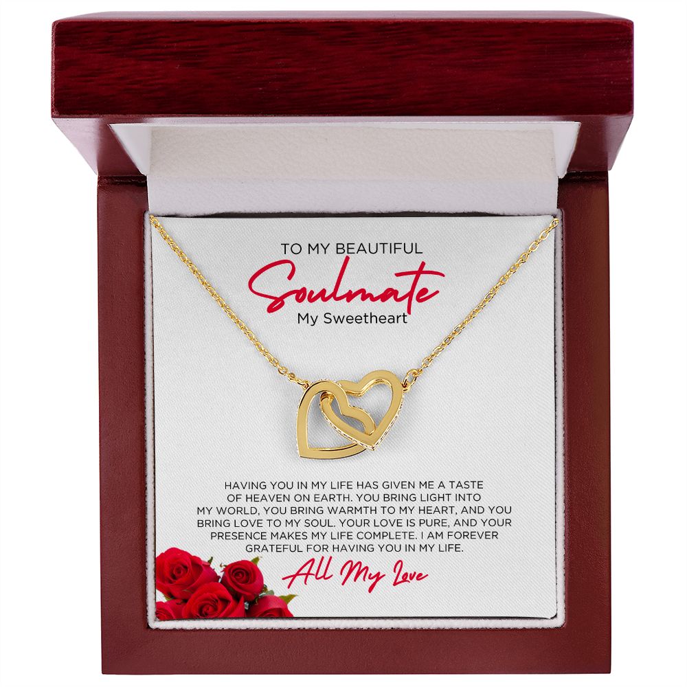To My Soulmate Sweetheart Hearts Linked Necklace Sweetheart | Gift for Wife Girlfriend Fiancée, Anniversary Necklace, Birthday, Valentines Gift