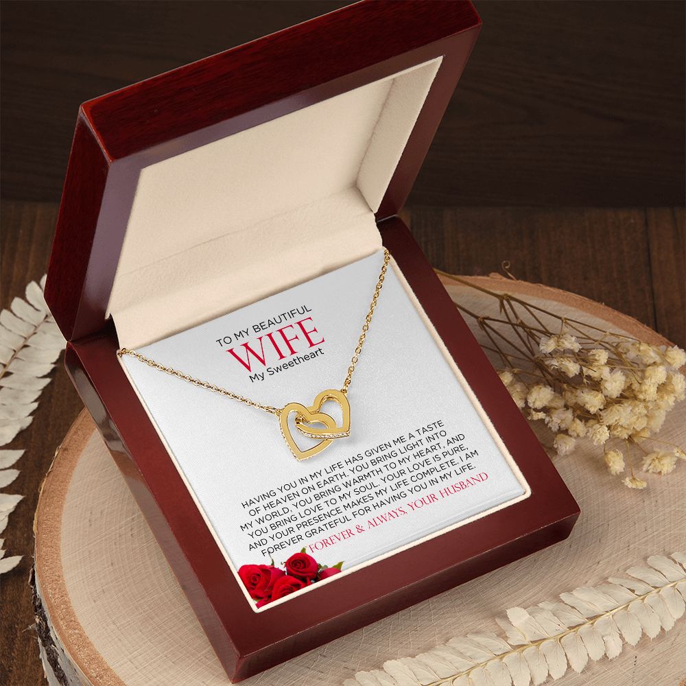 To My Beautiful Wife Hearts Linked Necklace | Gift for Wife, Anniversary Necklace, Birthday, Valentines Gift
