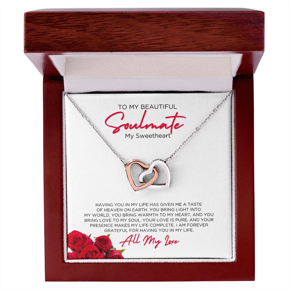 To My Soulmate Sweetheart Hearts Linked Necklace Sweetheart | Gift for Wife Girlfriend Fiancée, Anniversary Necklace, Birthday, Valentines Gift