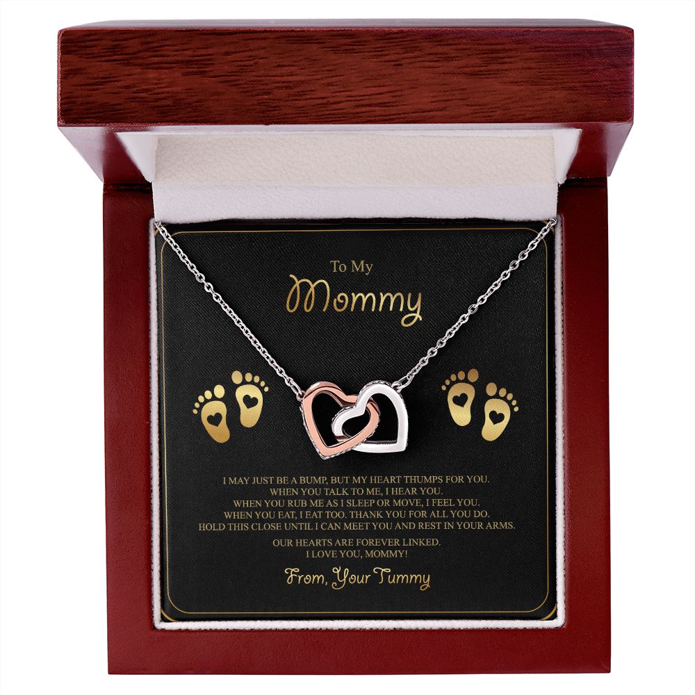 Baby Feet Jewelry Necklace to Mommy To Be Gifts - For 1st Time Mom - To My Mommy Necklace Baby Bump - Gifts For Pregnant Women Mom To Be (gold/black card)