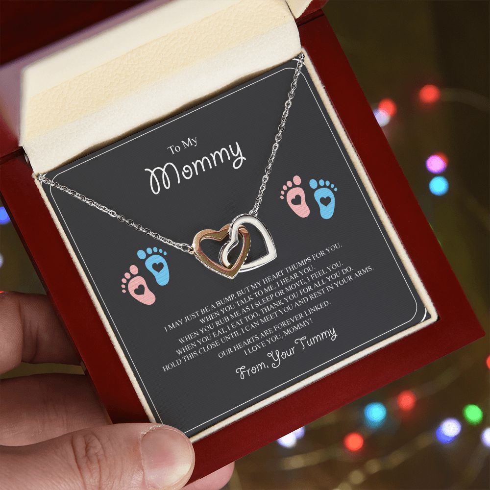 Baby Feet Jewelry Necklace to Mommy To Be Gifts - For 1st Time Mom - To My Mommy Necklace Baby Bump - Gifts For Pregnant Women Mom To Be (pink and blue feet)