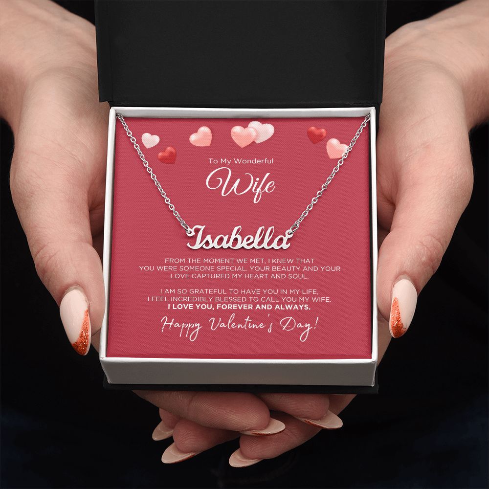 To My Wonderful Wife Custom Name Necklace - Valentine's Day Gift for Wife