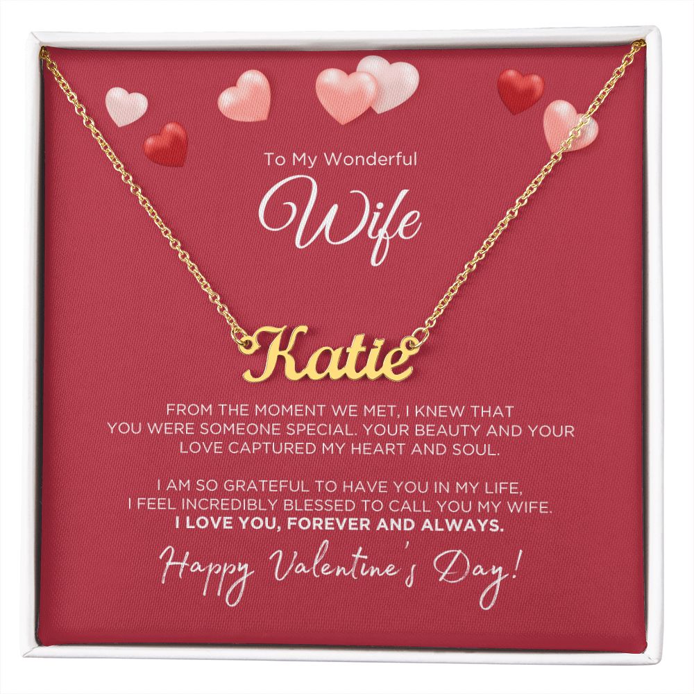 To My Wonderful Wife Custom Name Necklace - Valentine's Day Gift for Wife