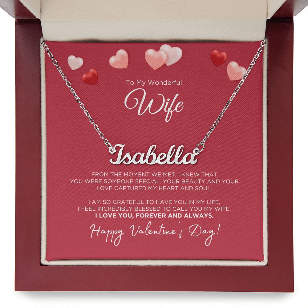 To My Wonderful Wife Custom Name Necklace - Valentine's Day Gift for Wife