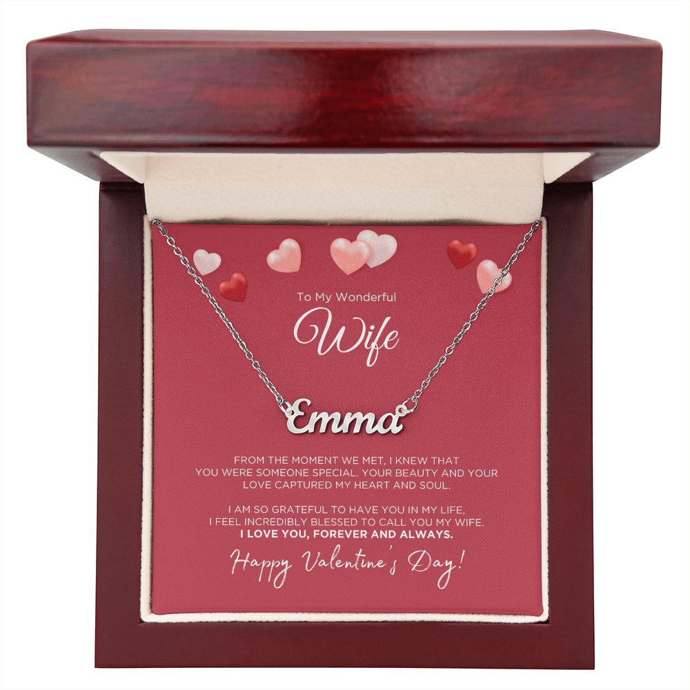 To My Wonderful Wife Custom Name Necklace - Valentine's Day Gift for Wife
