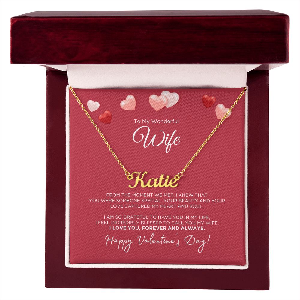 To My Wonderful Wife Custom Name Necklace - Valentine's Day Gift for Wife