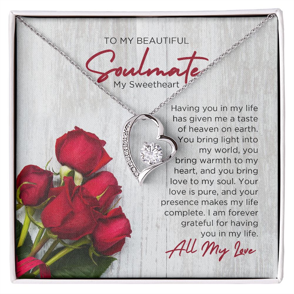 To My Soulmate Forever Love Necklace - Sweetheart  | Valentines Gift for Wife Girlfriend Fiancée, Anniversary Necklace, Birthday Gift - Holiday