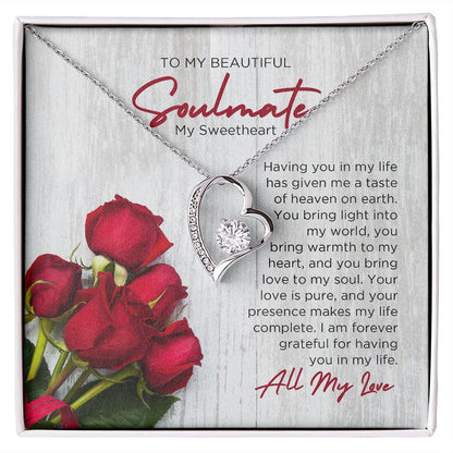 To My Soulmate Forever Love Necklace - Sweetheart  | Valentines Gift for Wife Girlfriend Fiancée, Anniversary Necklace, Birthday Gift - Holiday