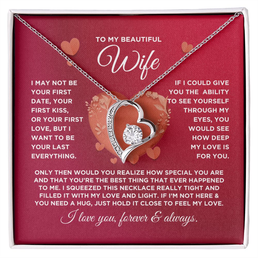 To My Beautiful Wife Forever Love Heart Necklace - Valentine's Hearts - Valentine's Day Gift for Wife