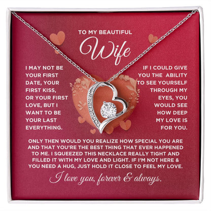 To My Beautiful Wife Forever Love Heart Necklace - Valentine's Hearts - Valentine's Day Gift for Wife