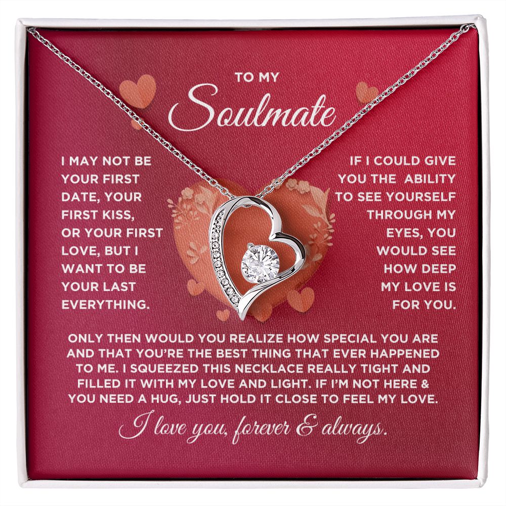 To My Soulmate Forever Love Heart Necklace - Valentine's Hearts - Valentine's Day Gift for Girlfriend, Fiance' Wife