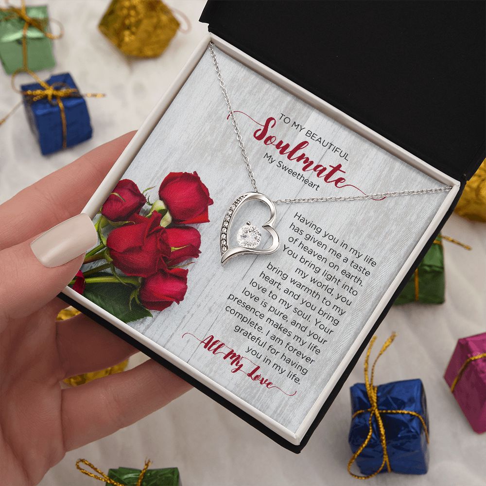To My Soulmate Forever Love Necklace - Sweetheart  | Valentines Gift for Wife Girlfriend Fiancée, Anniversary Necklace, Birthday Gift