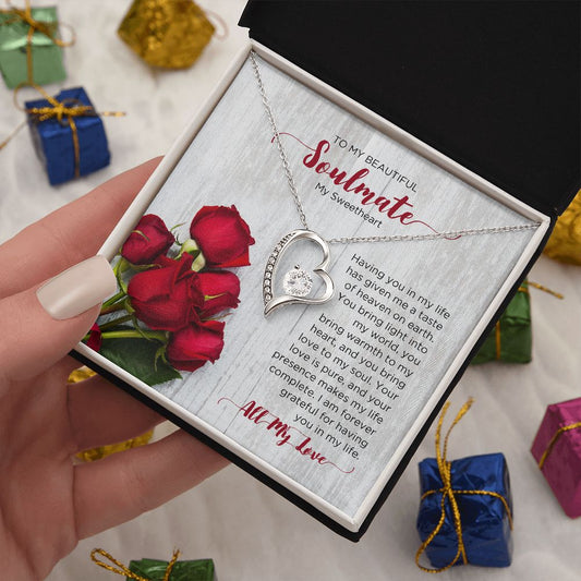 To My Soulmate Forever Love Necklace - Sweetheart  | Valentines Gift for Wife Girlfriend Fiancée, Anniversary Necklace, Birthday Gift