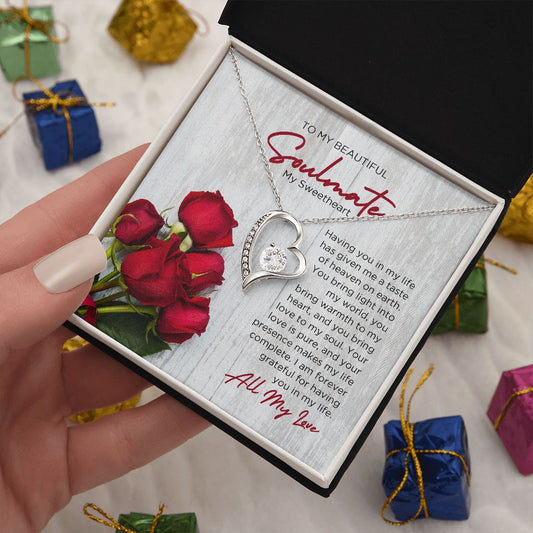 To My Soulmate Forever Love Necklace - Sweetheart  | Valentines Gift for Wife Girlfriend Fiancée, Anniversary Necklace, Birthday Gift - Holiday
