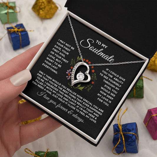 To My Soulmate Forever Love Circled with Flowers Necklace - Gift for Girlfriend, Fiance, Wife, Love of Your Life