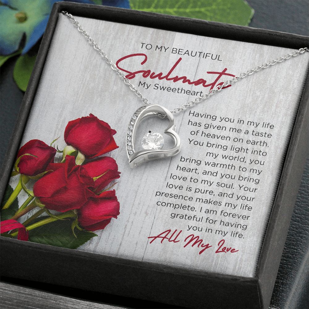 To My Soulmate Forever Love Necklace - Sweetheart  | Valentines Gift for Wife Girlfriend Fiancée, Anniversary Necklace, Birthday Gift - Holiday
