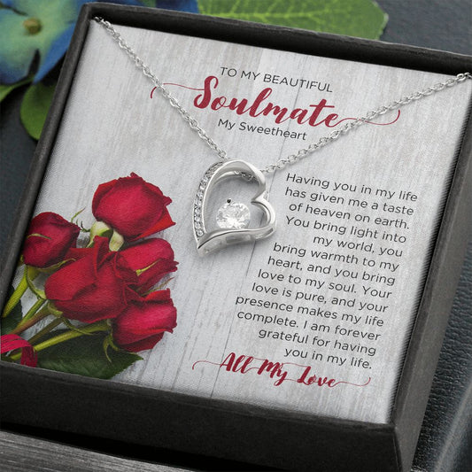 To My Soulmate Forever Love Necklace - Sweetheart  | Valentines Gift for Wife, Girlfriend, Fiancée, Anniversary Necklace, Birthday Gift