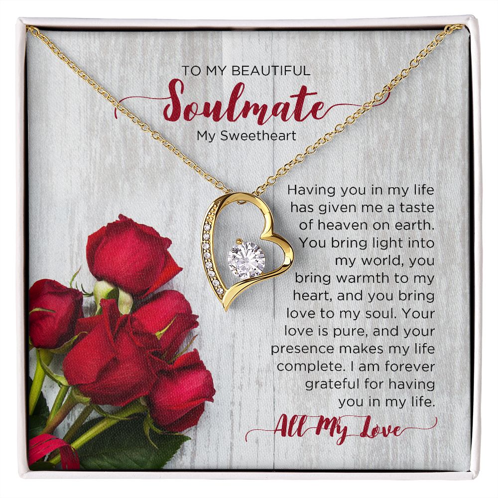 To My Soulmate Forever Love Necklace - Sweetheart  | Valentines Gift for Wife Girlfriend Fiancée, Anniversary Necklace, Birthday Gift