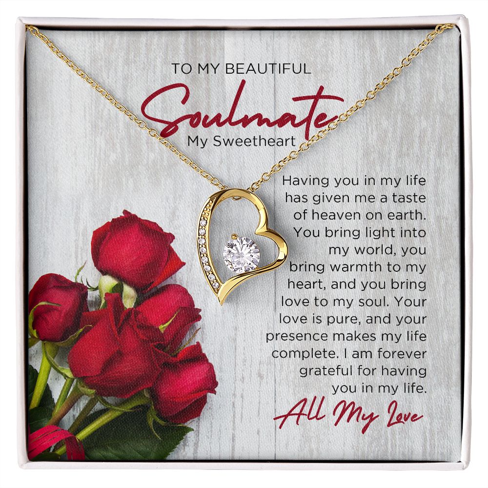 To My Soulmate Forever Love Necklace - Sweetheart  | Valentines Gift for Wife Girlfriend Fiancée, Anniversary Necklace, Birthday Gift - Holiday
