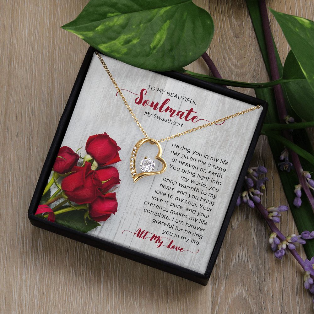 To My Soulmate Forever Love Necklace - Sweetheart  | Valentines Gift for Wife Girlfriend Fiancée, Anniversary Necklace, Birthday Gift