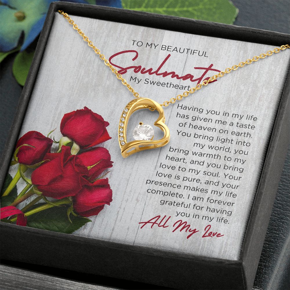 To My Soulmate Forever Love Necklace - Sweetheart  | Valentines Gift for Wife Girlfriend Fiancée, Anniversary Necklace, Birthday Gift - Holiday